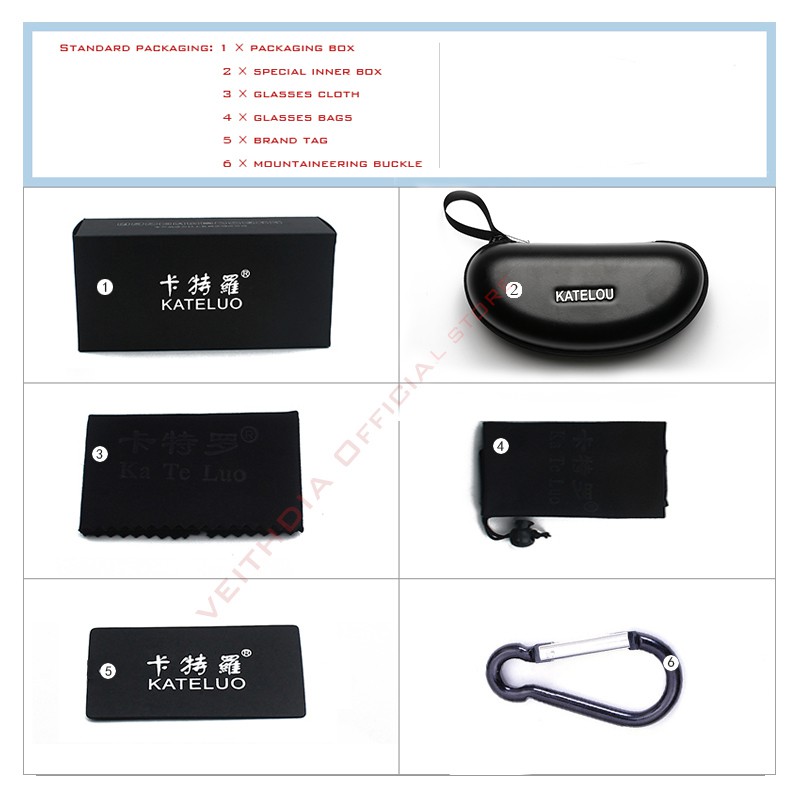 Phụ kiện thời trang VEITHDIA 6591 Kính râm phân cực nửa khung nhôm magie nam