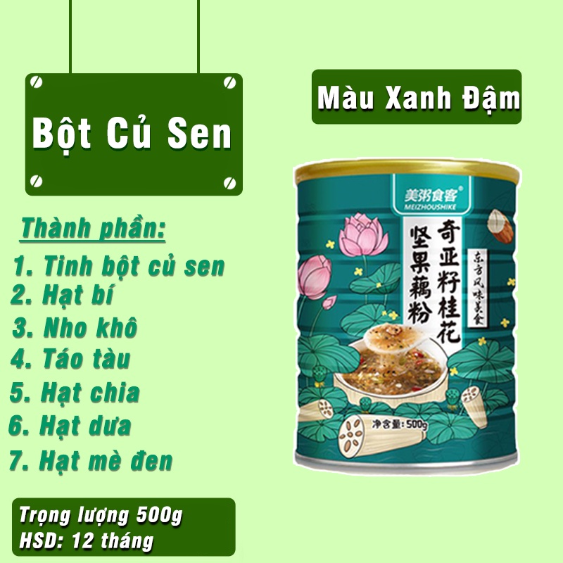 Hộp 500g Bột củ sen Bột giảm cân ăn kiêng giữ dáng hiệu Meizhoushike