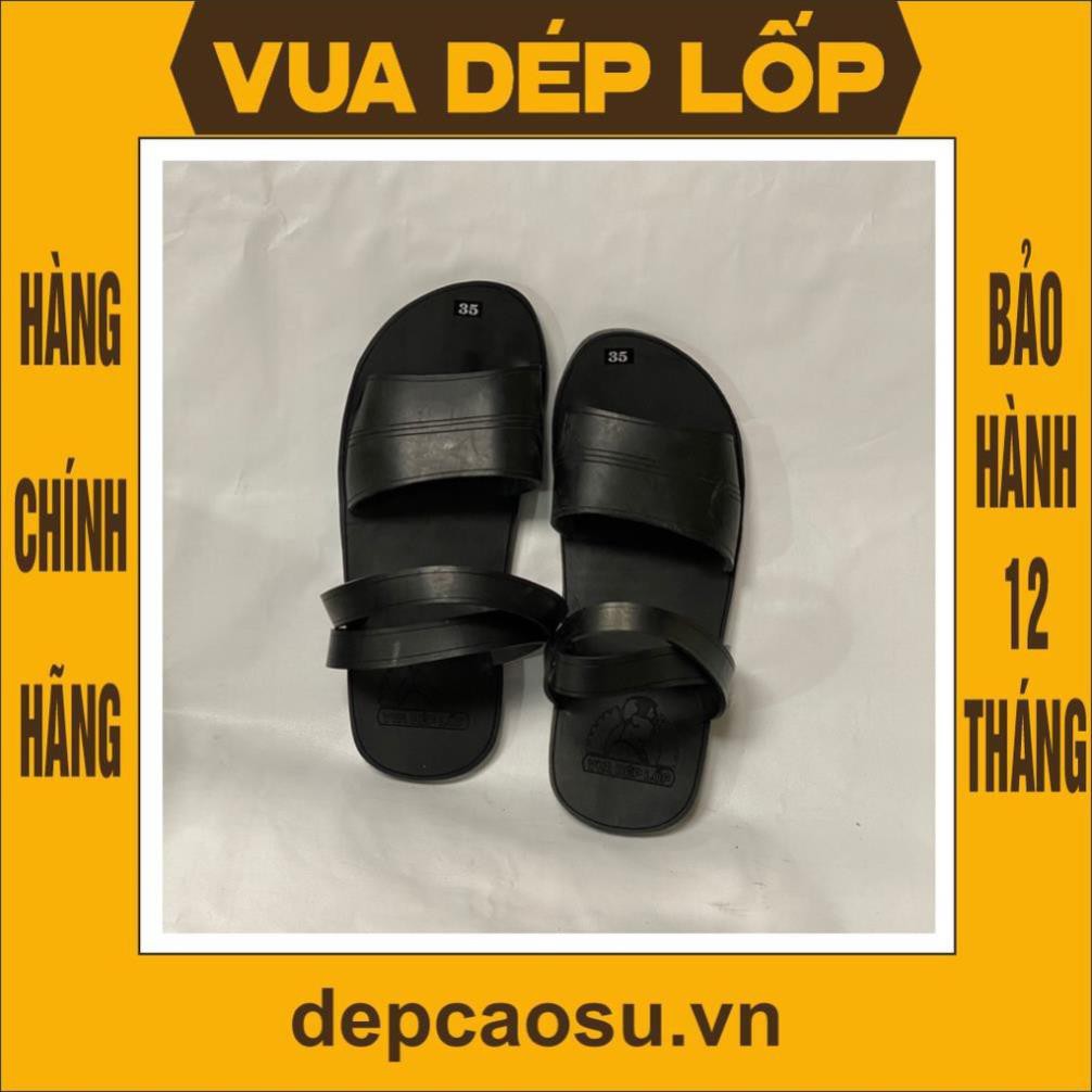 Dép cao su 3 quai ngang màu đen VUA DÉP LỐP