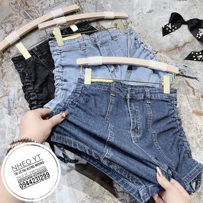 Shorts bò rút dây 2 bên cạp cao
