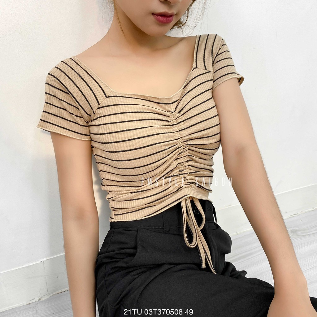 Áo thun tay ngắn VM STYLE rút dây cuốn biên 21TU12T370702 | BigBuy360 - bigbuy360.vn