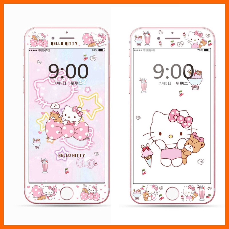 Kính cường lực iPhone 6 7 8 plus SE Hello Kitty đáng yêu Miếng dán màn hình