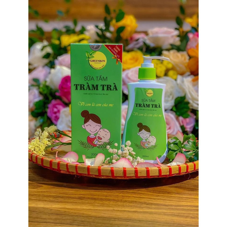 SỮA TẮM GỘI THẢO DƯỢC TRÀM TRÀ GREENBON CHO BÉ - Thảo dược thiên nhiên, Đuổi côn trùng - An toàn cho trẻ sơ sinh