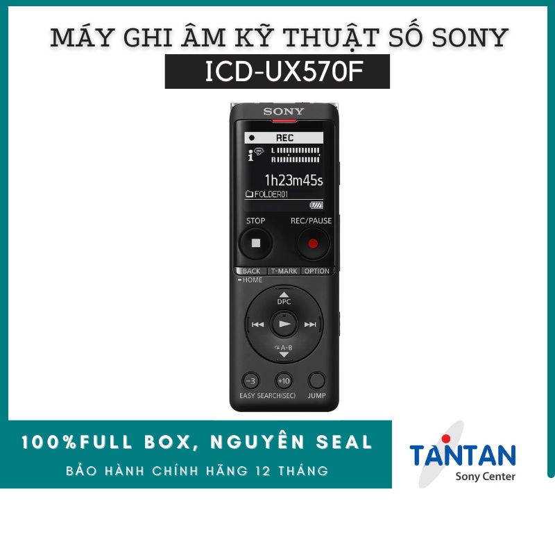Máy Ghi Âm Kỹ Thuật Số USB Sony ICD-UX570F | 4GB - Khe cắm micro SD (SDHC/SDXC) - Màn hình OLED - Pin: 22h - MP3/LPCM