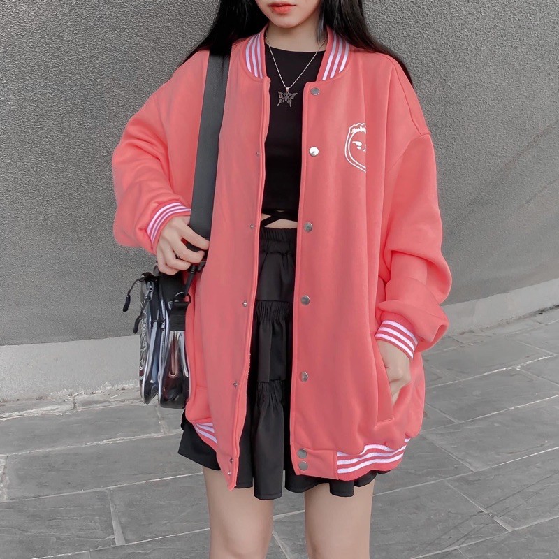 [Mã WASTMAY giảm 15% tối đa 30K đơn 150K] Áo khoác form rộng tay dài BOMBER FACE ulzzang (ẢNH THẬT) | BigBuy360 - bigbuy360.vn