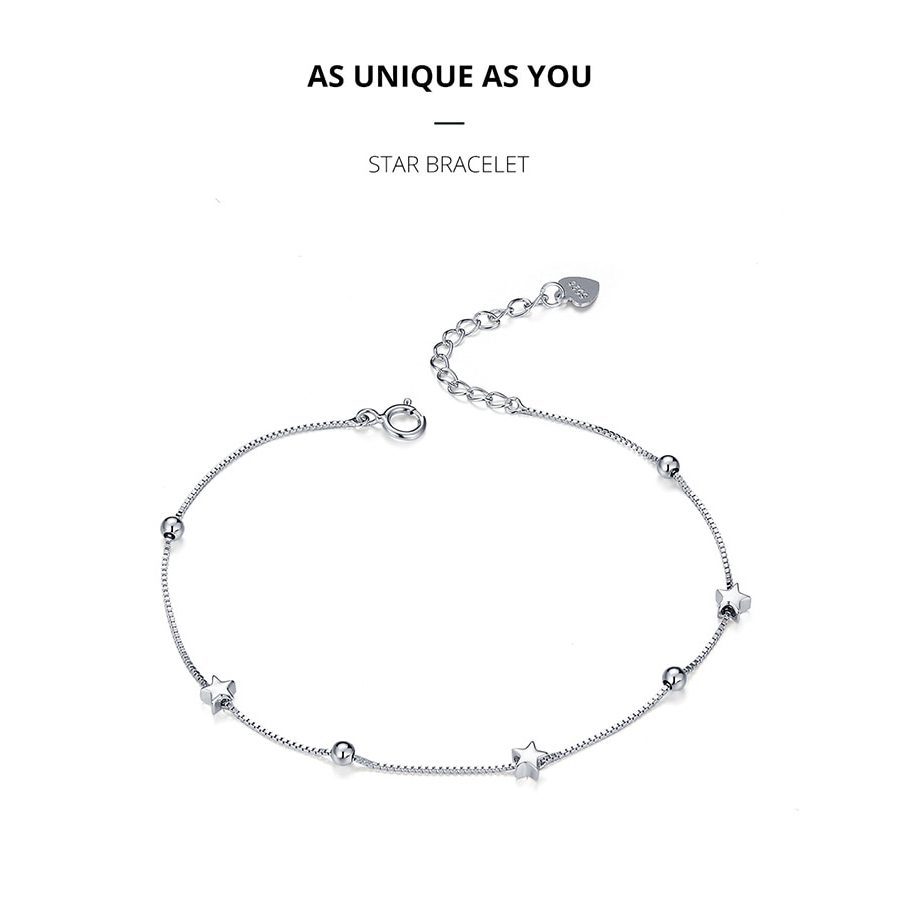 Vòng Tay Bamoer Bạc 925 SCB171 Phối Hình Mặt Trăng/ Trái Tim Cho Nữ