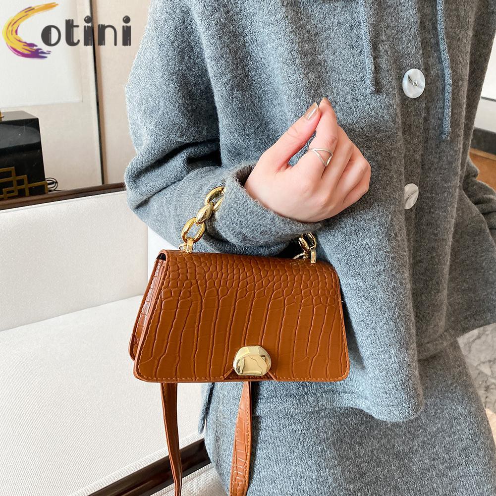 COTINI Punk Chain Alligator Pattern Crossbody Tote Bag Leather Women Shoulder Tote