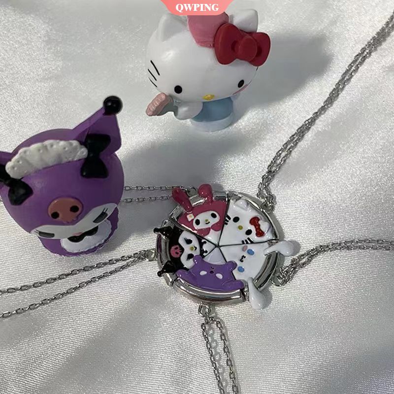 SANRIO 1 Vòng cổ Nam Châm Hút Mặt Hình Bánh Pizza / Kuromi Cinnamonll Anime Sáng Tạo Thích Hợp Làm Quà Tặng Cho Bạn Gái / Cặp Đôi
