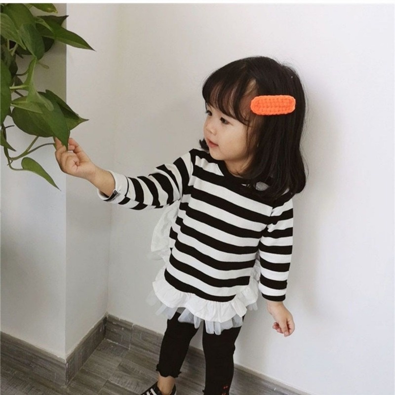 Áo thun tay dài kẻ sọc phong cách Hàn Quốc cho bé gái