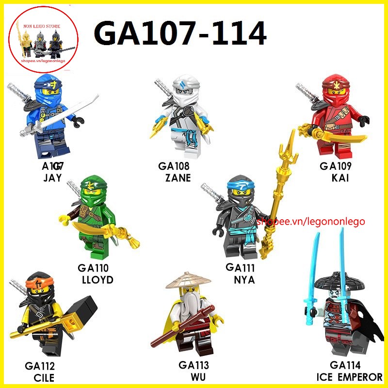 Minifigures các nhân vật lego Ninjago đầy đủ phụ kiện SS11 A107-114