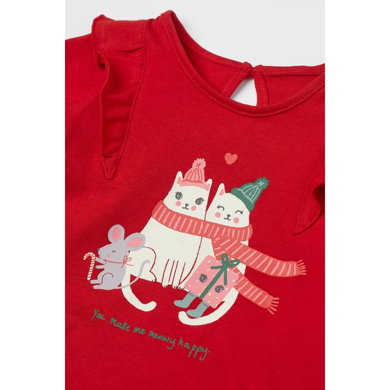 Set quần áo đỏ mèo Christmas HM H&M_hàng chính hãng authentic