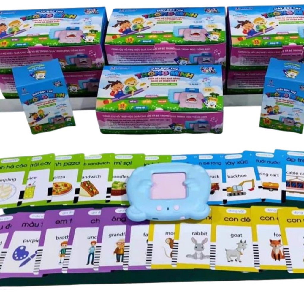 Máy đọc từ vựng song ngữ Anh Việt , Máy đọc thẻ flashcard 112 thẻ 224 từ sạc cổng USB không sóng điện từ