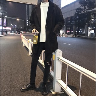 (ORDER) Áo blazer dạ đen trơn form rộng