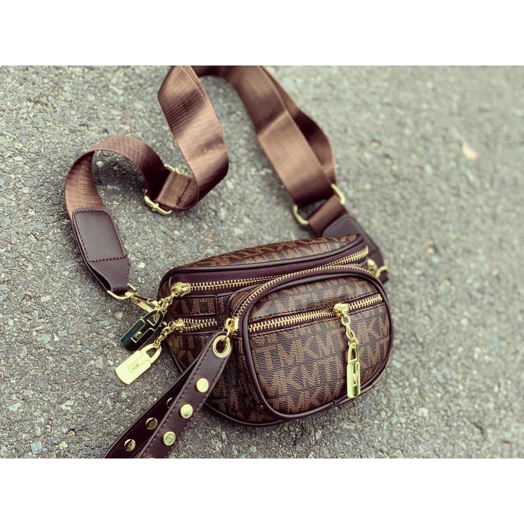 Túi đeo hông nữ họa tiết MK,LV siêu xinh FREESHIP,size 18 cm