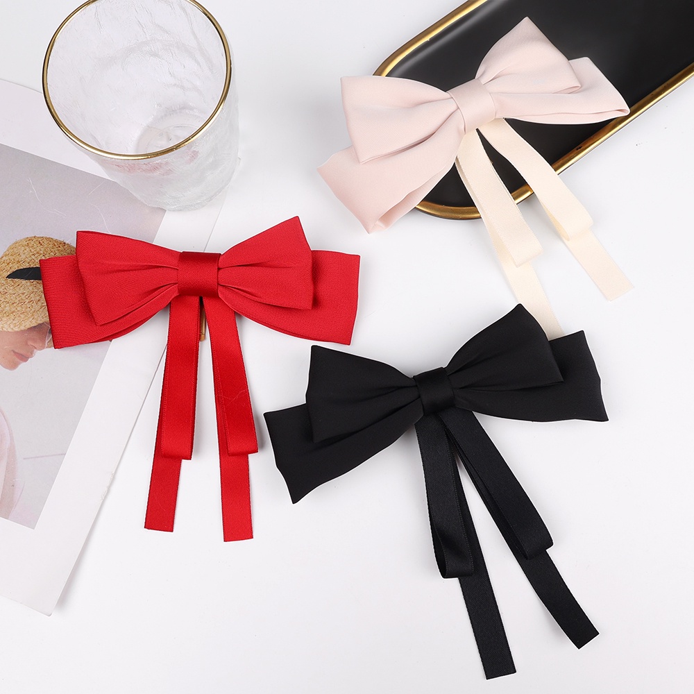 Kẹp Tóc Hình Nơ Ruy Băng Lớn Nhiều Màu Sắc Phong Cách Vintage Dành Cho Nữ