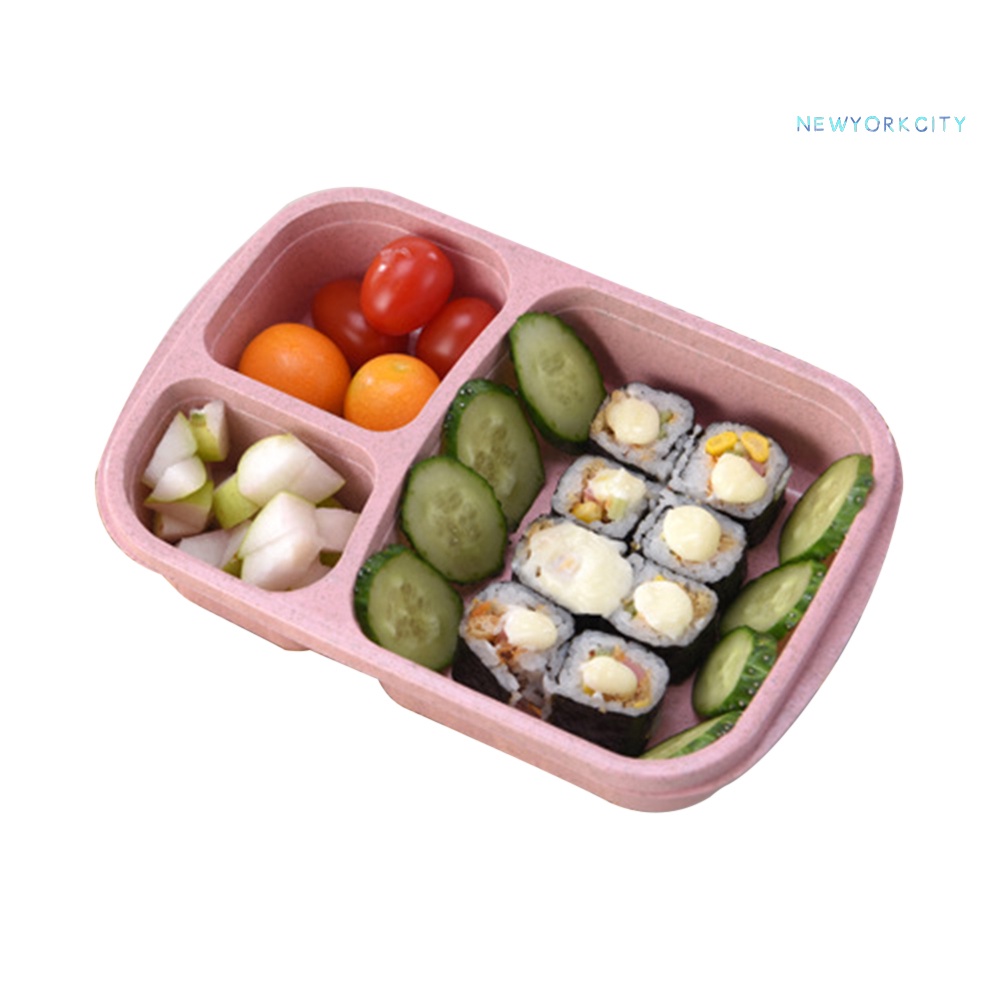 Hộp cơm 3 Ngăn Chất Liệu Rơm Lúa Mì Siêu Nhẹ Mang Đi Tiện Dụng