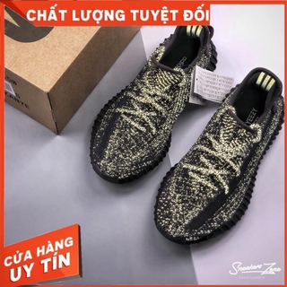 (FREESHIP+HỘP+QUÀ) GIÀY THỂ THAO YZ350 V2 STATIC black ĐEN full phản quang