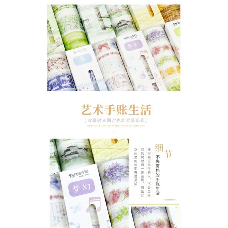 Set 5 cuộn băng dán washi tape