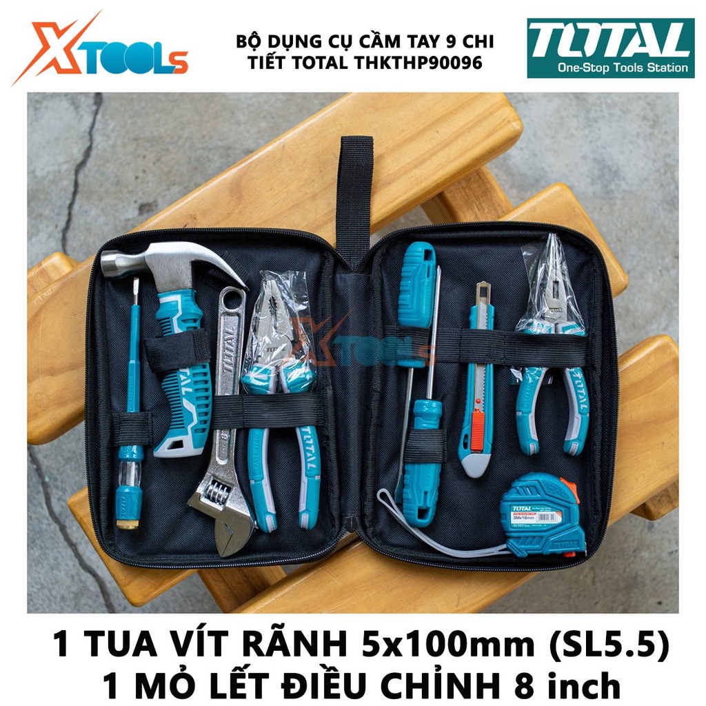 Bộ đồ nghề cầm tay 9 chi tiết TOTAL THKTHP90096 | Sửa chữa, lắp ráp và bảo dưỡng thiết bị [CHÍNH HÃNG] [XTOOLs]