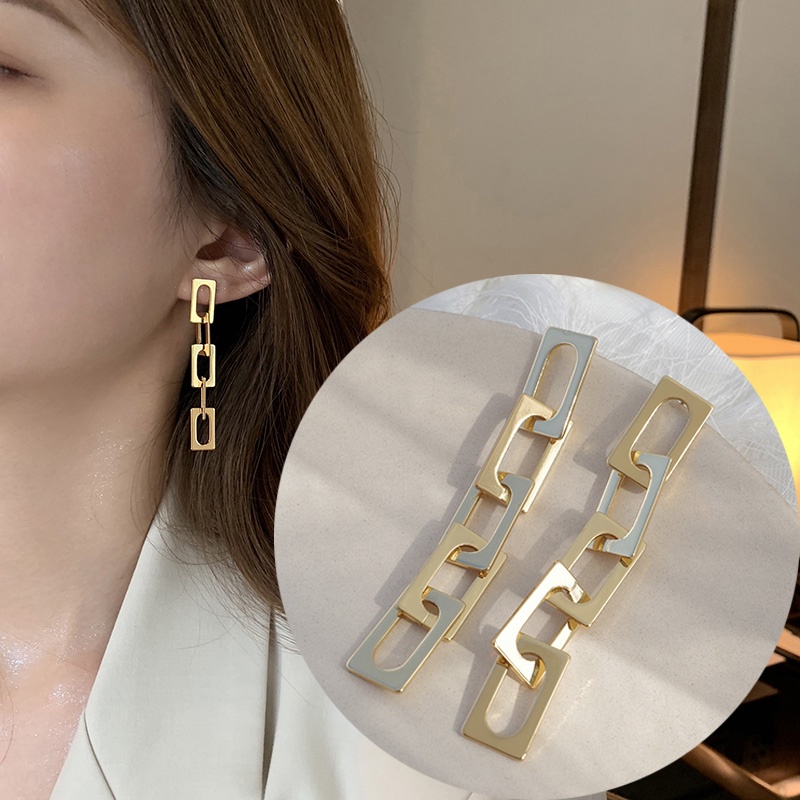 Bông Tai Dáng Dài Mặt Nhám Hình Vuông Phong Cách Punk Cá Tính Thời Trang Dành Cho Nữ 2022