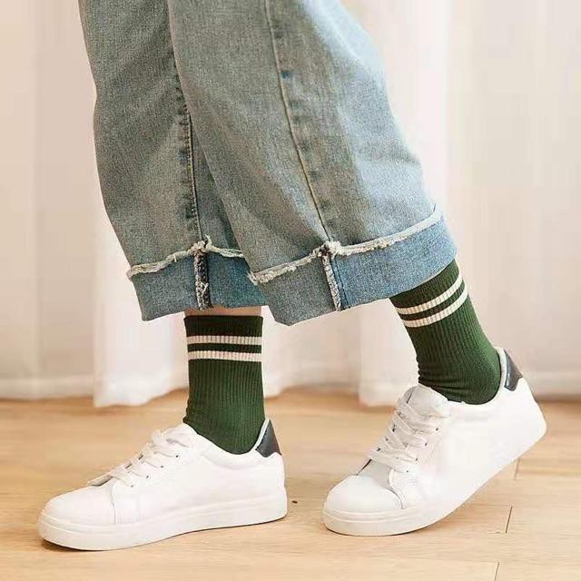 Tất cao cổ, tất cao cổ nữ, vớ cotton họa tiết sọc kẻ phong cách phong cách Hàn Quốc - FASHION S