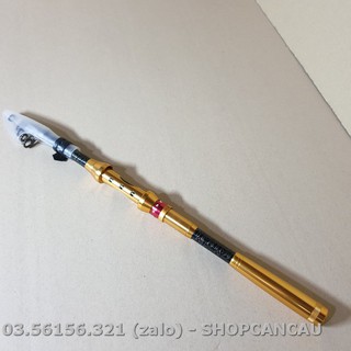 Cần Câu Rút Kim Loại Màu Đồng 1m8 Rút Gọn 44cm