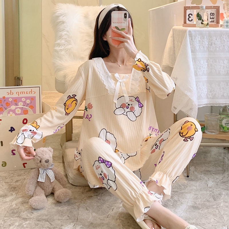 Đồ ngủ dáng rộng phong cách công chúa thời trang xuân thu đông ngọt ngào cho nữ