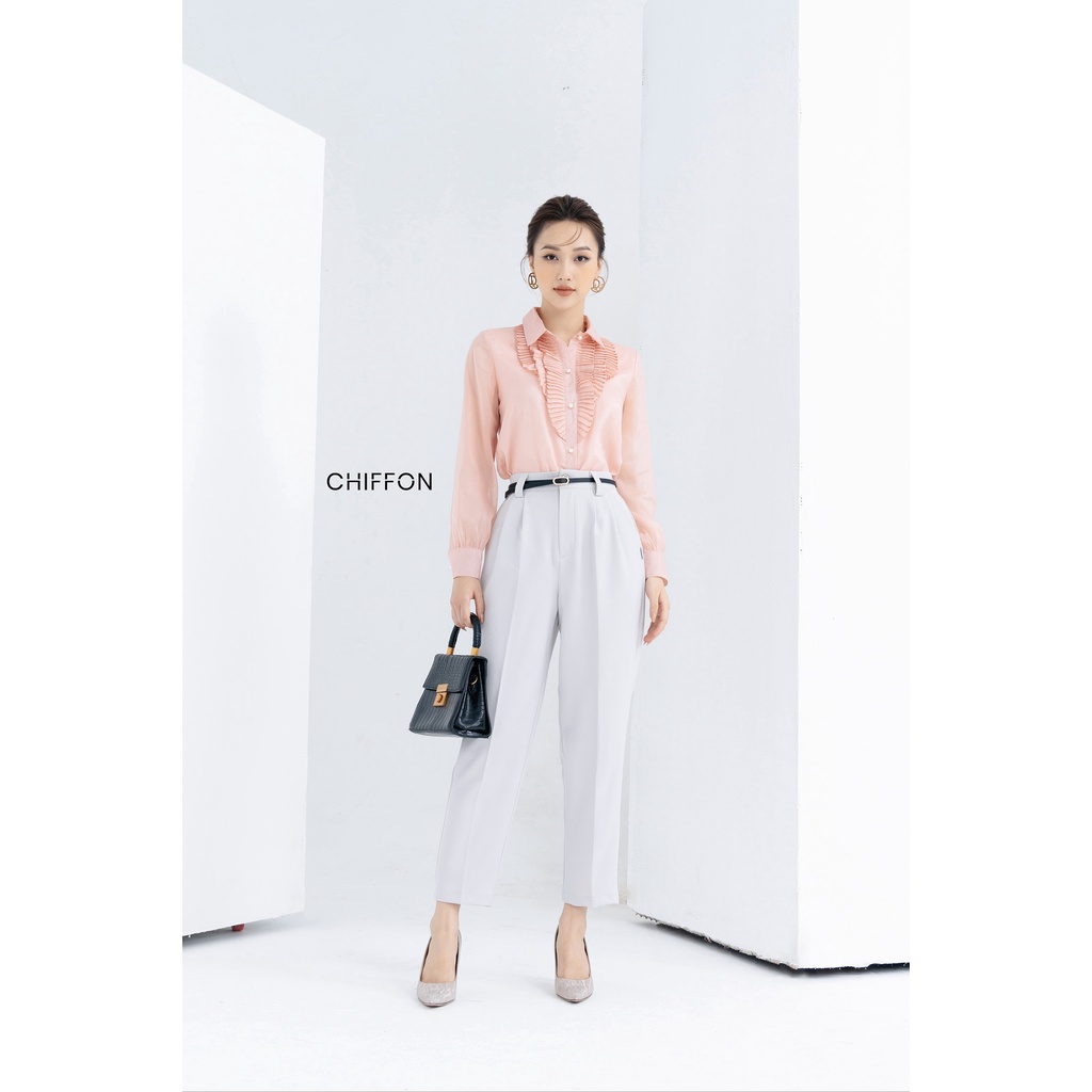 Quần baggy ống đứng 1 cúc cao cấp thiêt kế Chiffon
