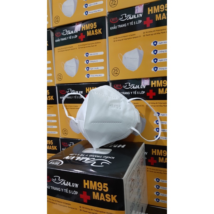1 Hộp 25 Cái Khẩu Trang kn95 HM95 KHÔNG VAN Chính Hãng Hoàng Minh AJA.VN lọc bụi mịn PM2.5 kháng khuẩn tối ưu