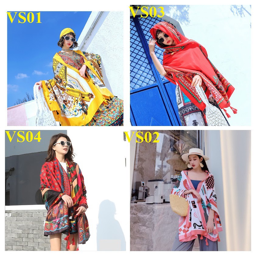(HÀNG LOẠI 1 - CHẤT VISCO) KHĂN CHOÀNG ĐI BIỂN, DU LỊCH - PHONG CÁCH VINTAGE