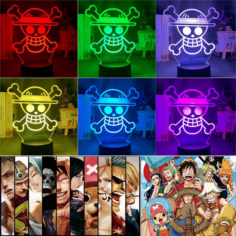 Đèn Ngủ Led 3d Hình One Piece Có Cảm Ứng Thay Đổi Màu Sắc Độc Đáo