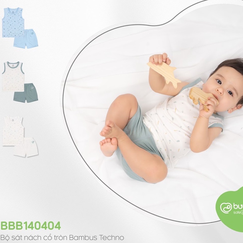 Bộ ba lỗ Bu, Bu baby sợi tre Bambus  6m - 4Y