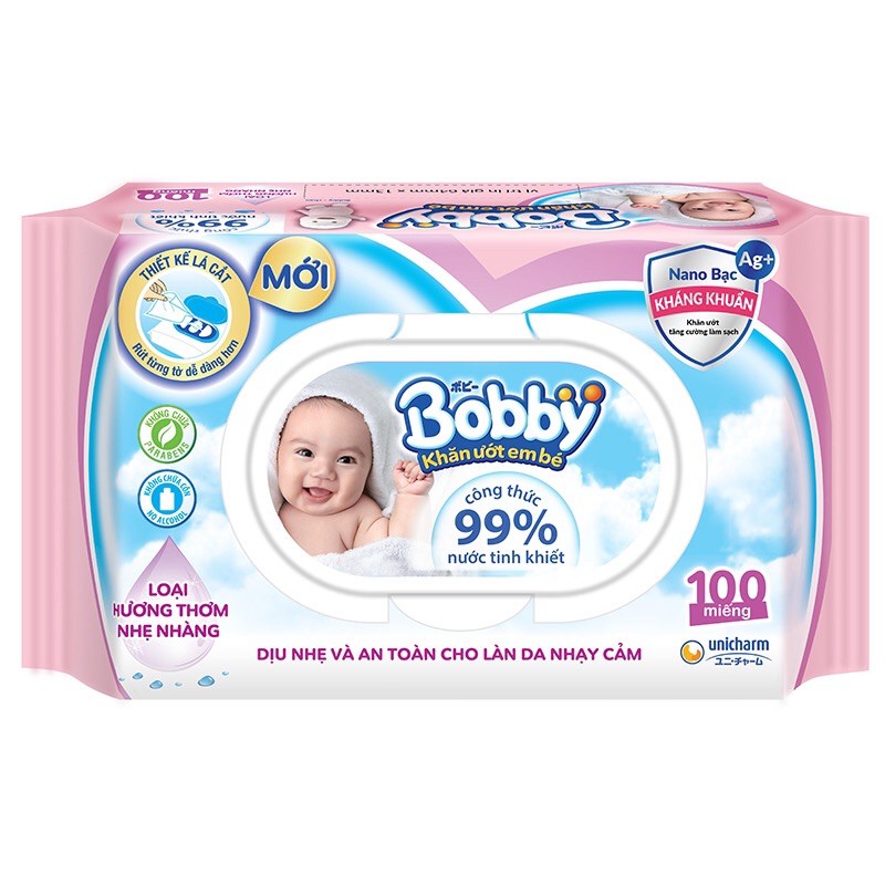 Khăn ướt Bobby gói 100 miếng