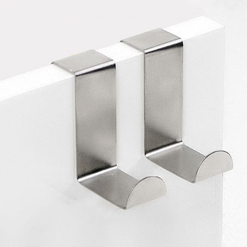 [CHOO] 2pcs Over Door Hooks Stainless Steel Cabinet Drawer Hanging Hooks Office Kitchen Towel Coat Hanger