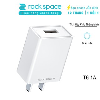 Củ sạc nhanh cho iPhone, Samsung Rockspace T6 1A 1 cổng USB chân dẹt không nóng – Hàng chính hãng BH 1 năm