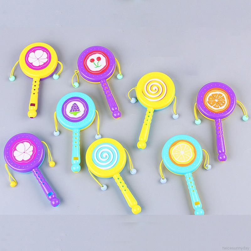 Trống lục lạc đồ chơi cho bé sơ sinh 1 tuổi màu vàng vui nhộn