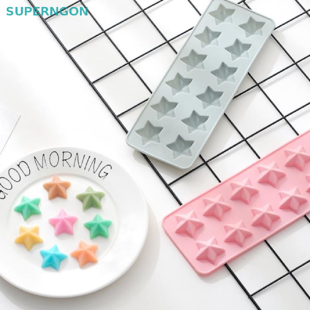 Khuôn Silicone Tự Làm Xà Phòng 12 Lỗ Hình Ngôi Sao 3d