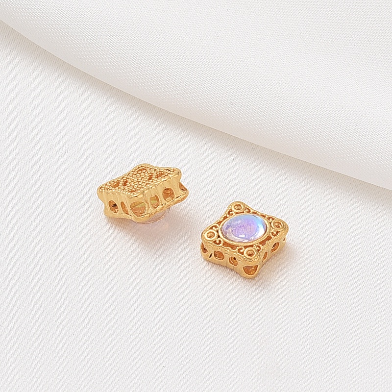 Vòng Tay Dây Thừng Xỏ Hạt Đá Mặt Trăng Bằng Đồng Mạ Vàng Kim Tự Làm Thủ Công diy