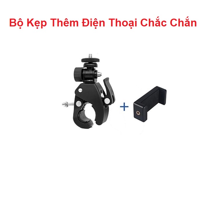 Kẹp Điện Thoại Gắn Thêm Vào Chân Micro, Chân Đèn, Hỗ Trợ Livestream, Kẹp Camera Hành Trình Vào Ghi Đông - Xe Máy Xe Đạp