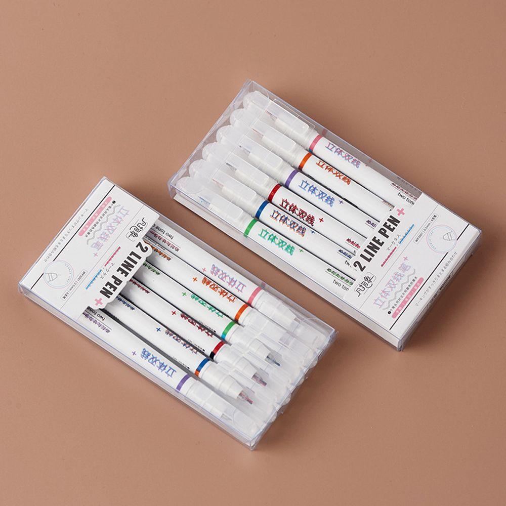 Bộ 6 Bút Gel Hai Màu Sáng Tạo Dễ Thương Dùng Vẽ Graffiti