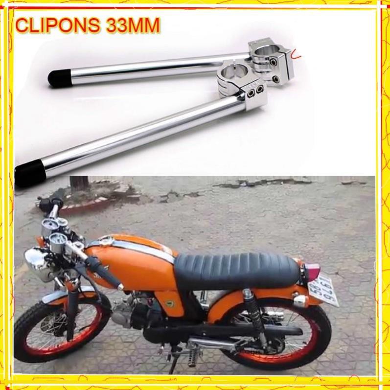 GHI ĐÔNG CLIP ON 33MM 💎 GHI ĐÔNG CAFE RACER -  tay lái nhôm đặc , chống rung