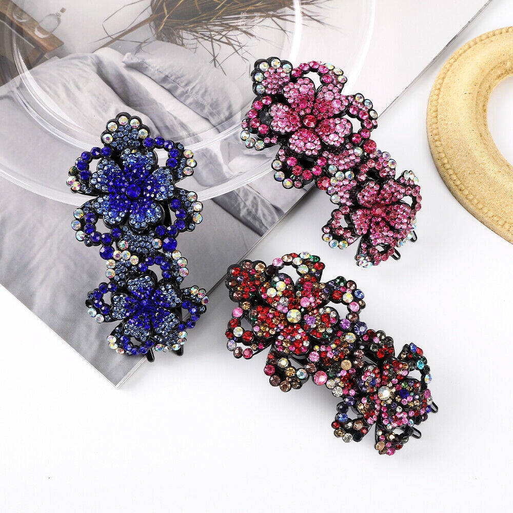 Kẹp tóc hình hoa đính đá thời trang thanh lịch cho nữ