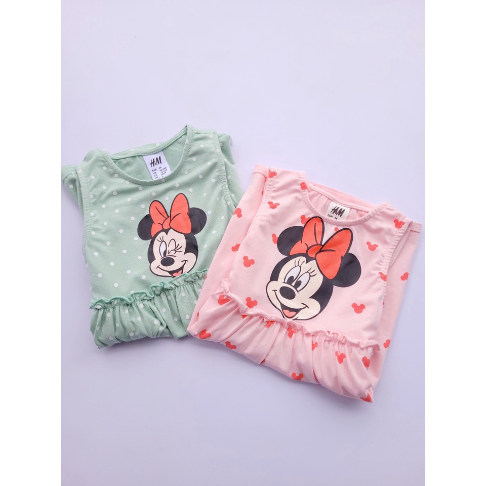 SET 2 VÁY SÁT NÁCH MICKEY XANH HỒNG