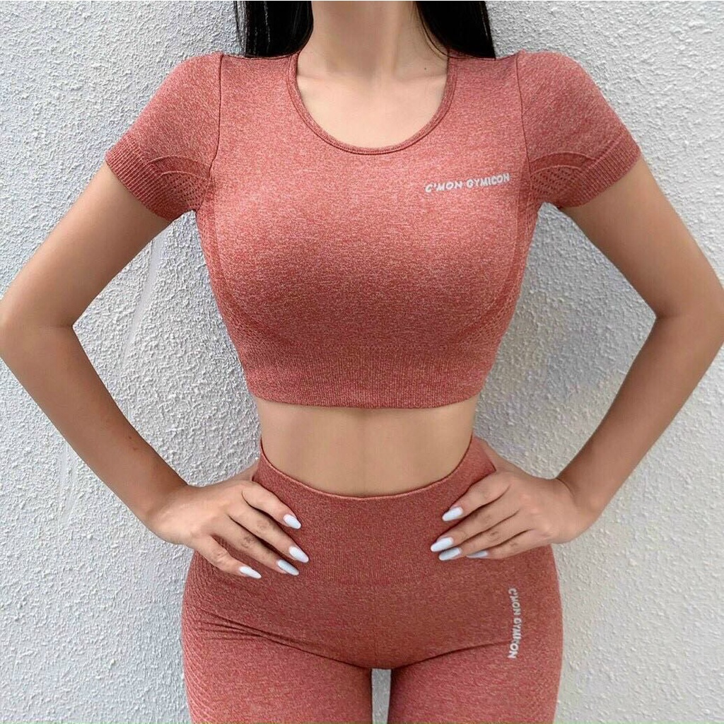 Bộ tập gym yoga nữ CMon sẵn mút, chun mông, chất dệt Quảng Châu,vải co giãn tập thể thao gym yoga zumba aerobic fitness