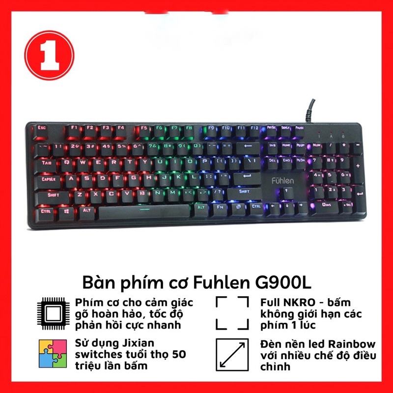 Bàn phím cơ Fuhlen G900L chính hãng chơi game chuyên dụng