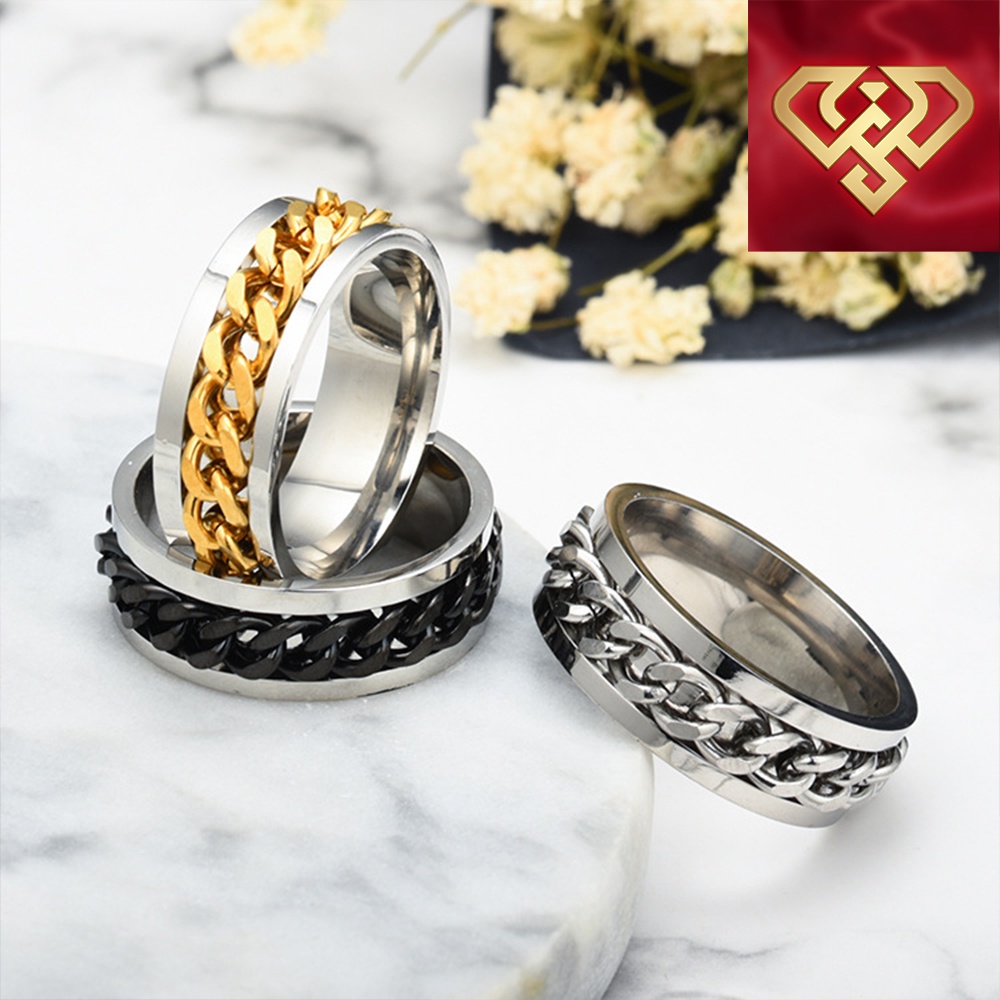 Nhẫn khui bia dây xích xoay unisex nam nữ cao cấp titan mạ giá rẻ bền đẹp