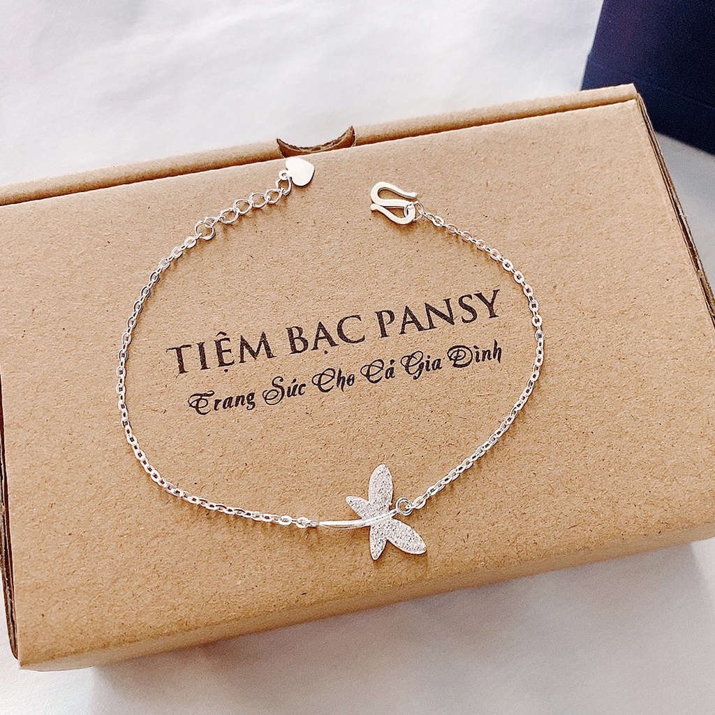 Vòng tay bạc nữ PANSY hình cánh bướm duyên dáng, lắc tay nữ bằng bạc ta đẹp giá chất