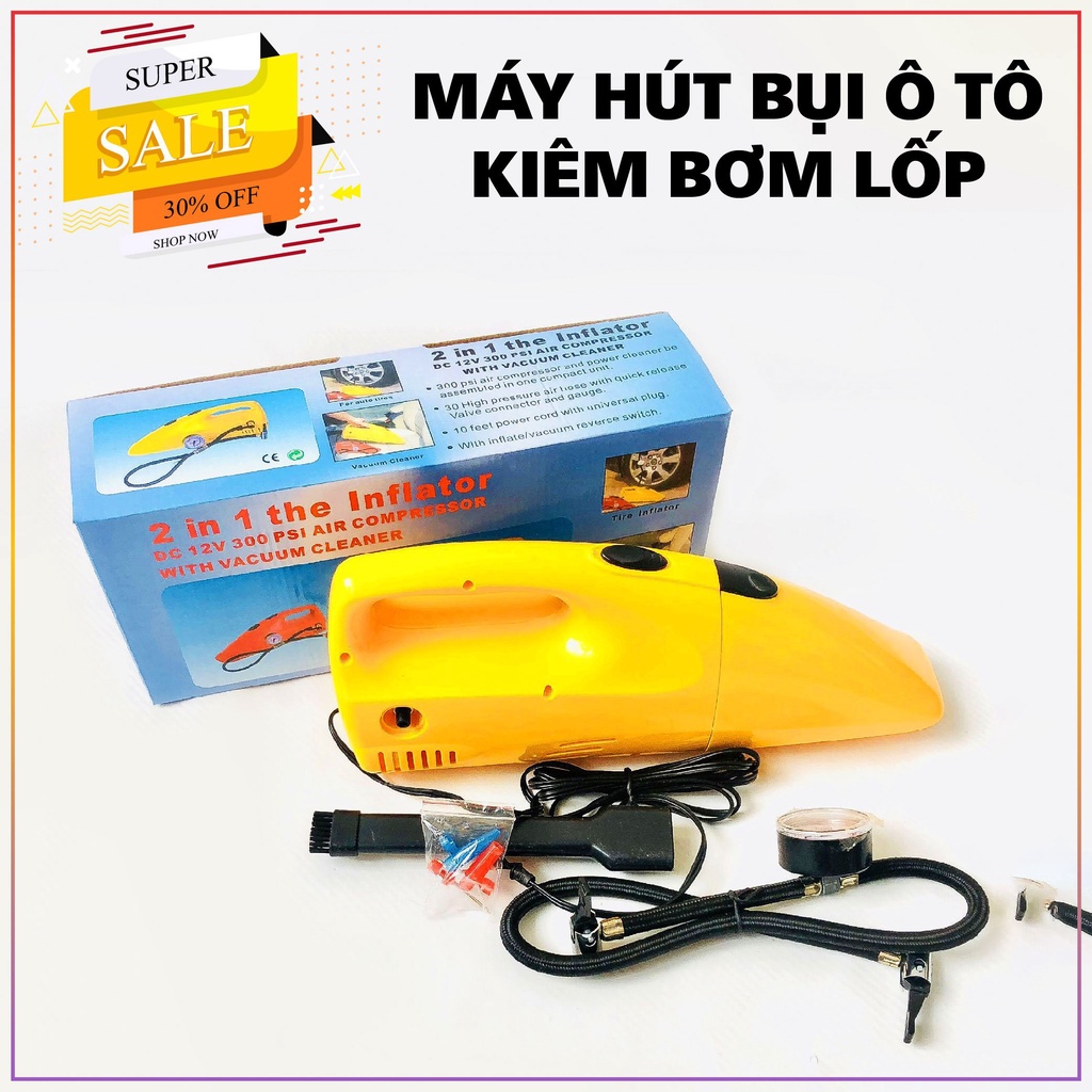 Máy Hút Bụi ô tô 12v Kiêm bơm lốp siêu mạnh