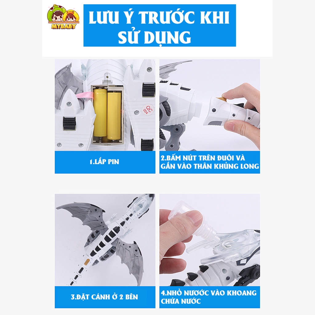 Đồ Chơi Trẻ Em Robot Khủng Long Phun Lửa Phun Khói - Tiếng Kêu Khủng Long Kết Hợp Hiệu Ứng Ánh Sáng Như Thật