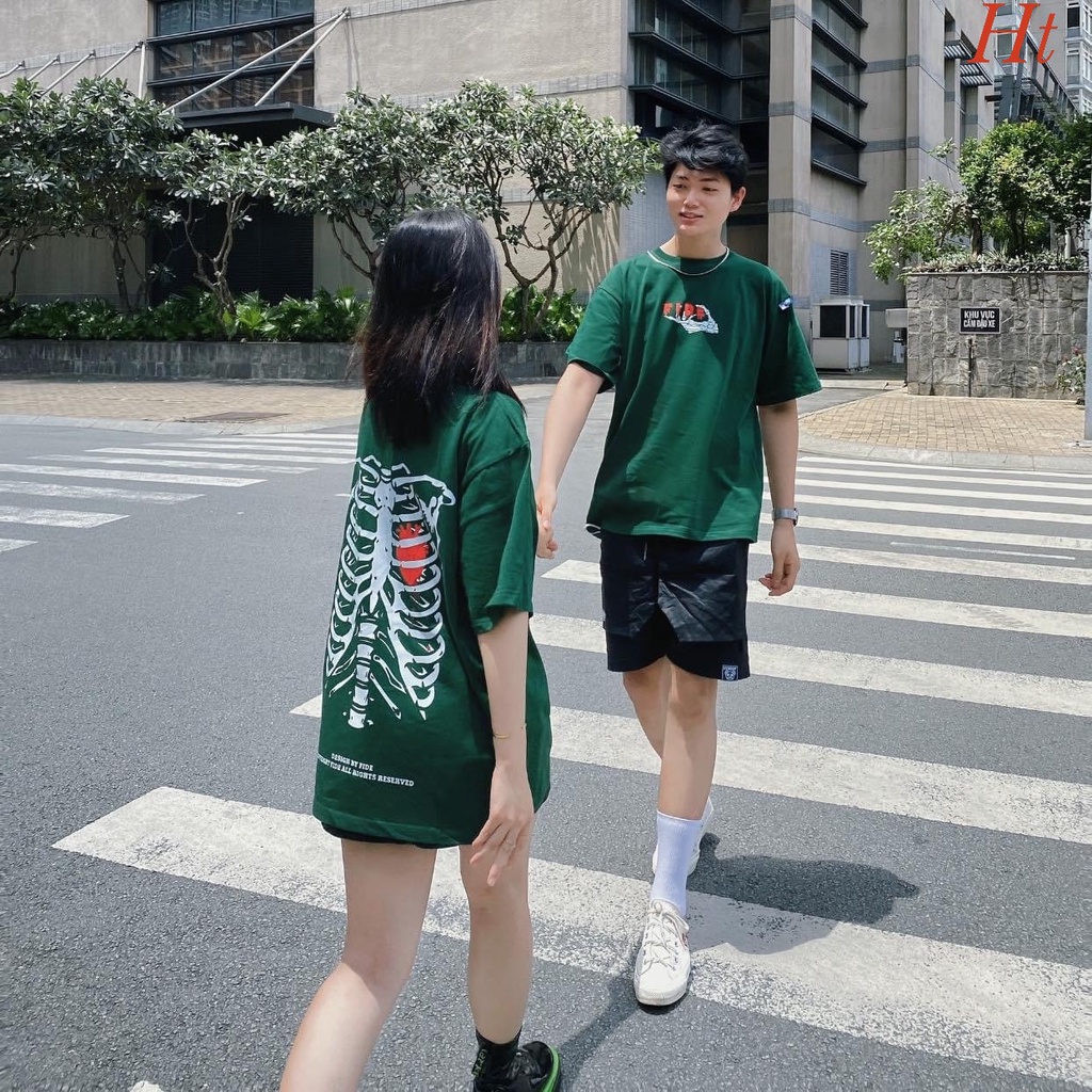 [ SẴN HÀNG MẪU ĐẸP ] Áo Phông Nam Nữ in xương tim 2 mặt siêu hót
